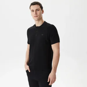 Мужское тёплое трикотажное поло Lacoste, черный, арт. AH0322