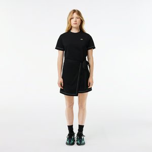 Платье Lacoste оверсайз с поясом и коротким рукавом