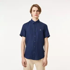 Мужская льняная рубашка Lacoste, синий, арт. CH0426