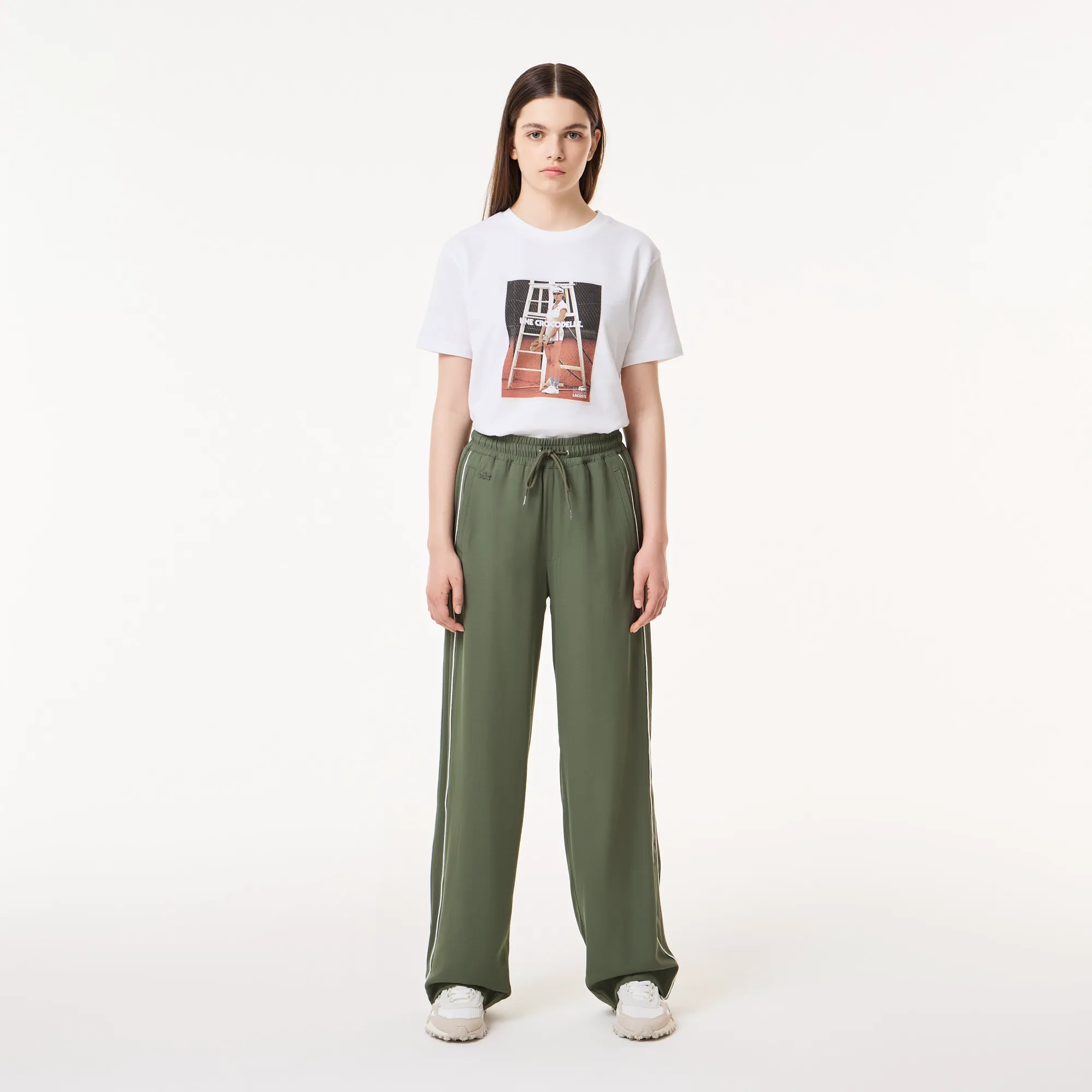 Женские спортивные брюки Lacoste Wide Fit, хаки, арт. hf0417