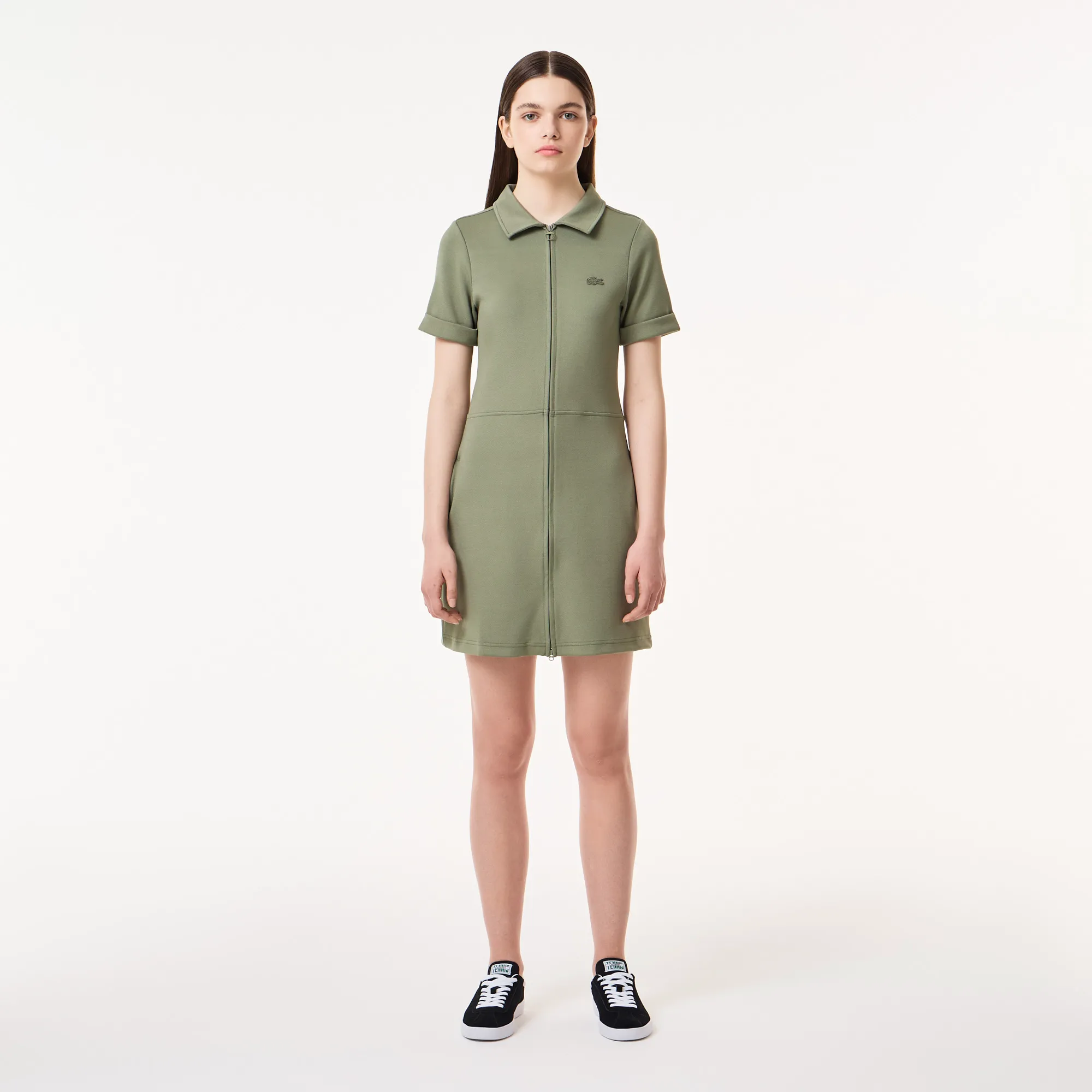 Платье Lacoste на молнии с воротником поло, хаки, арт. ef0419
