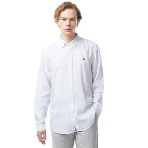 Мужская рубашка Lacoste с монограммой из смеси льна, голубой, арт. CH0472