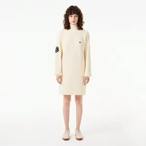 Трикотажное платье Lacoste с длинным рукавом и высоким воротом, белый, арт. EF2511