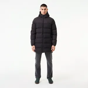 Мужской стёганый пуховик Lacoste с капюшоном, черный, арт. BH2526
