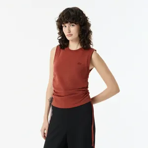 Женский топ Lacoste из эластичного хлопка, коричневый, арт. TF0508