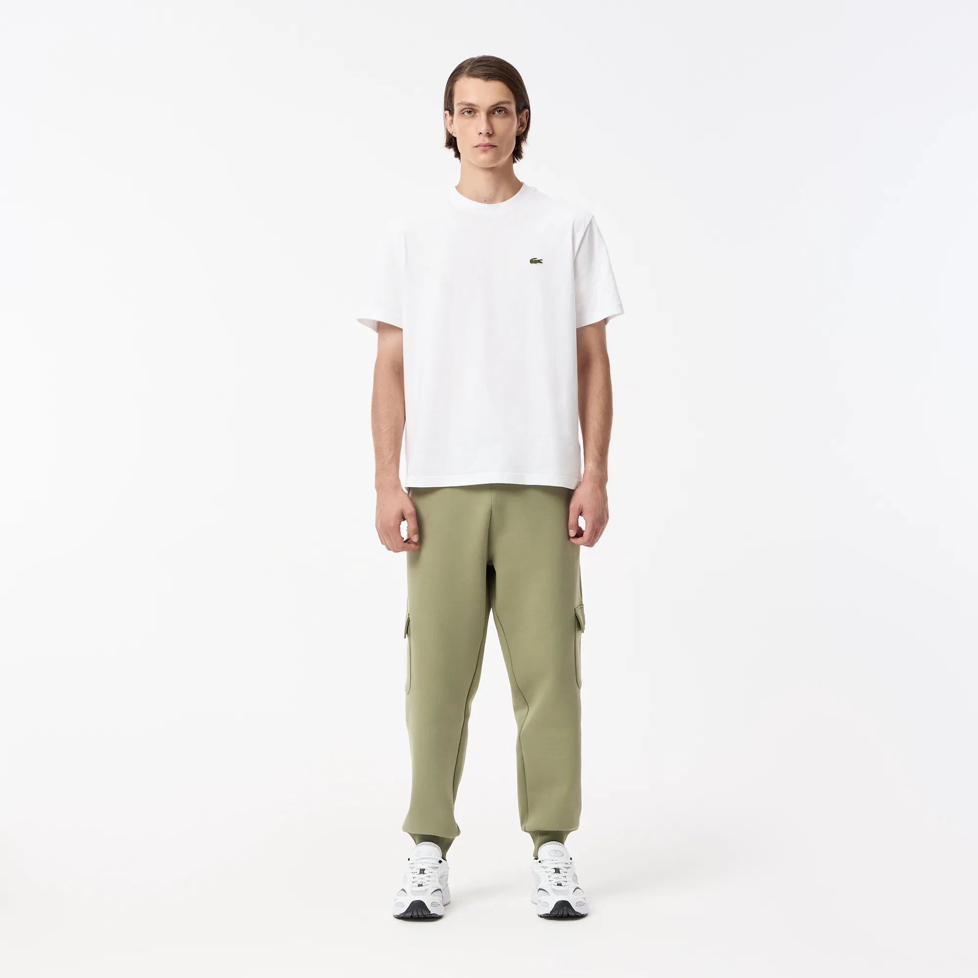 Мужские спортивные брюки Lacoste из эластичного хлопка, хаки, арт. xh0507