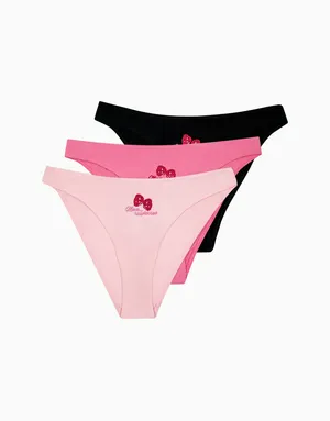 Набор из 3-х танга средняя посадка с высоким вырезом бедра, мультиколор, арт. 14561