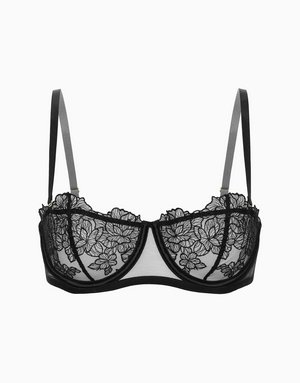 Бюстгальтер балконет с мягкими чашками на стане, черный, арт. 14712