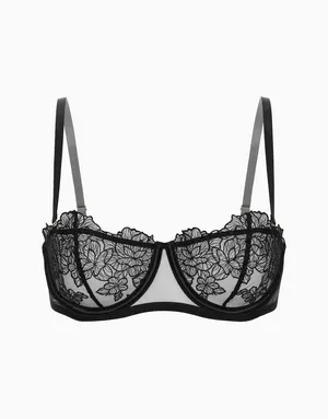 Бюстгальтер балконет с мягкими чашками на стане, черный, арт. 4670393541822