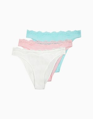 Набор из 3-х танга средняя посадка с высоким вырезом бедра, мультиколор, арт. 4640348120358