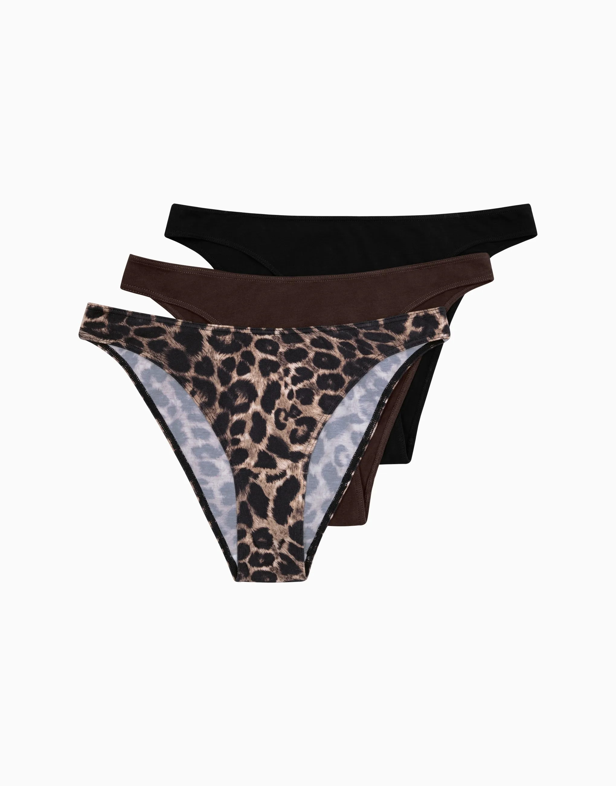 Набор из 3-х танга средняя посадка с высоким вырезом бедра, мультиколор, арт. 17116