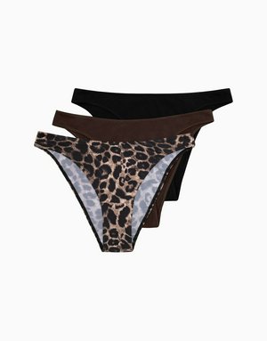 Набор из 3-х танга средняя посадка с высоким вырезом бедра, мультиколор, арт. 4640348119802