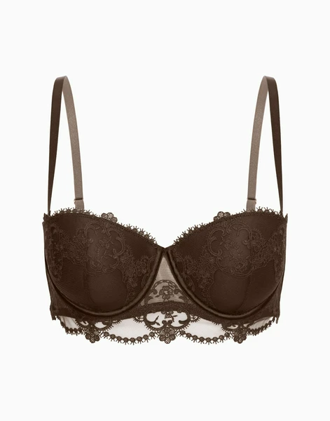Бюстгальтер балконет Push-up с формованными чашками на стане Paris, коричневый, арт. 31427