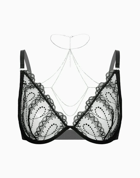 Бюстгальтер с мягкими чашками на перемычке, черный, арт. 32147