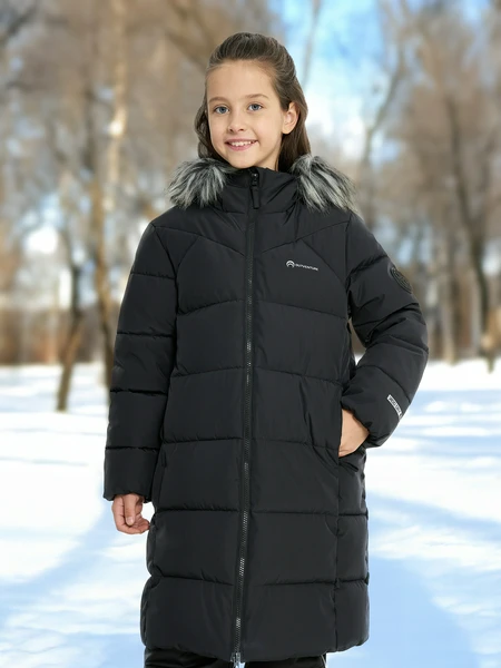 Пальто утепленное для девочек Outventure, черный, арт. 131705out-99