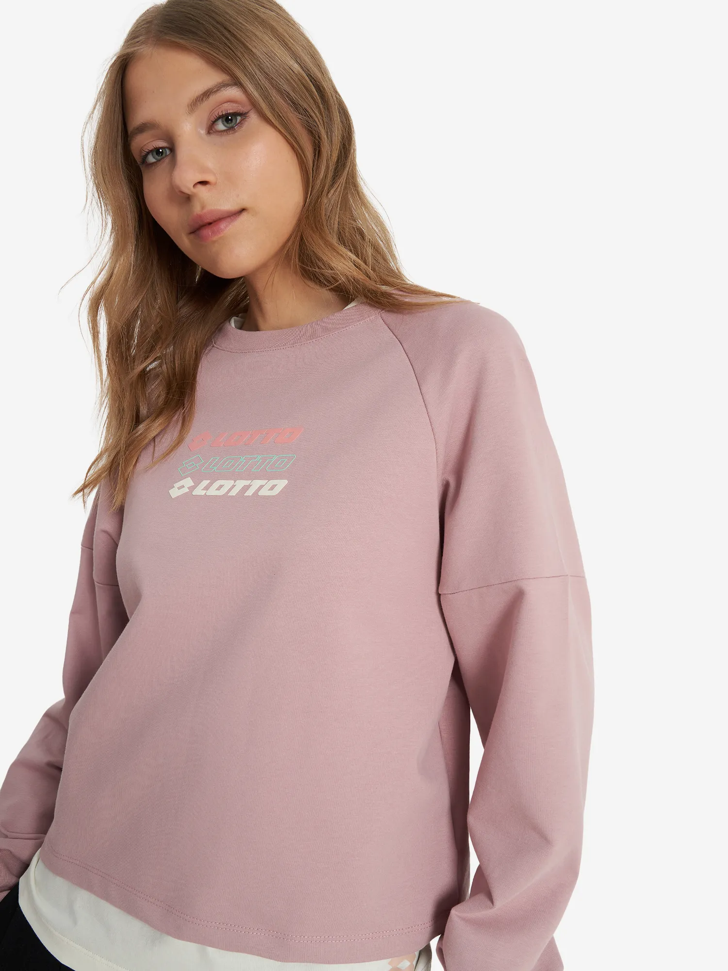 Свитшот женский Lotto Blocco Crewneck, фиолетовый, арт. lta241f620l0w-77