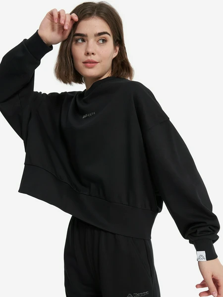 Свитшот женский оверсайз Kappa, черный, арт. 18128