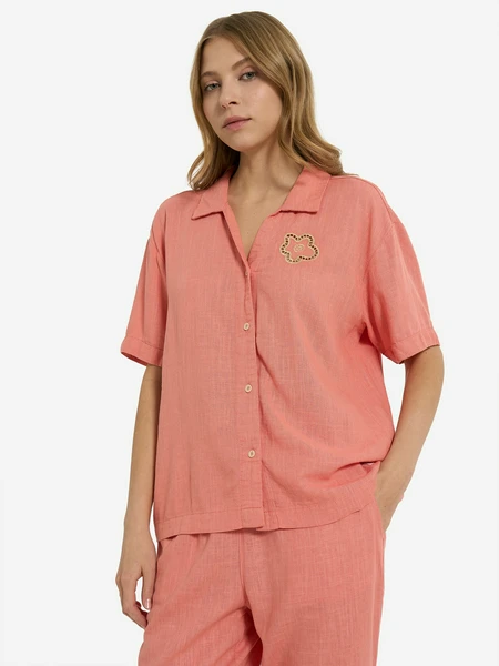 Женская рубашка с коротким рукавом, оранжевый, арт. 135316pr0-51