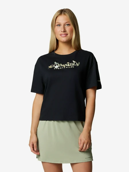 Футболка женская Columbia Rolling Bend Graphic Relaxed Crop Ss, черный, арт. 2119991clb-010