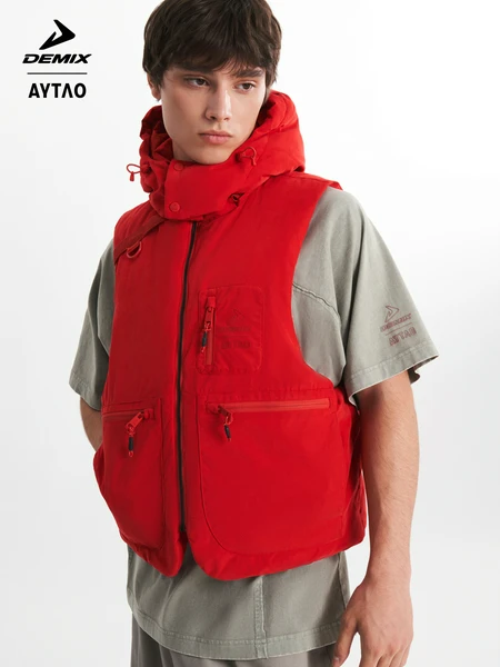 Жилет утепленный оверсайз, красный, арт. 18915