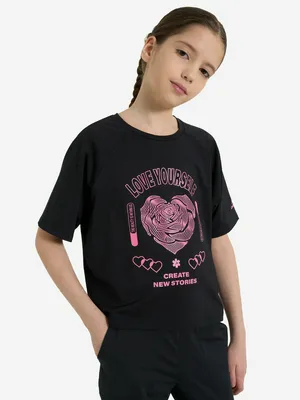 Футболка для девочек Demix, черный, арт. 137922DMX-99