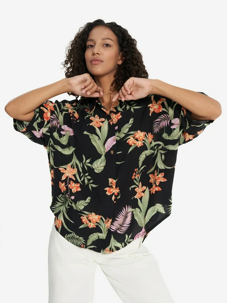 Рубашка с коротким рукавом Roxy Beach Nostalgia Crinkle, мультицвет, арт. erjwt03680r17-kvj3