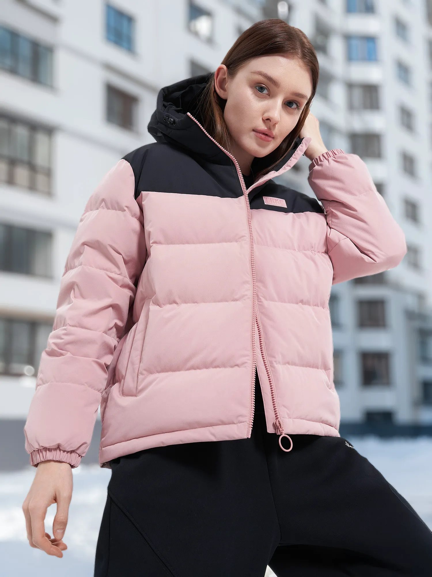 Пуховик женский Erke, розовый, арт. 12223401183e1m-207
