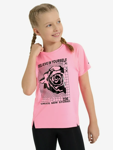 Футболка для девочек Demix, розовый, арт. 20413
