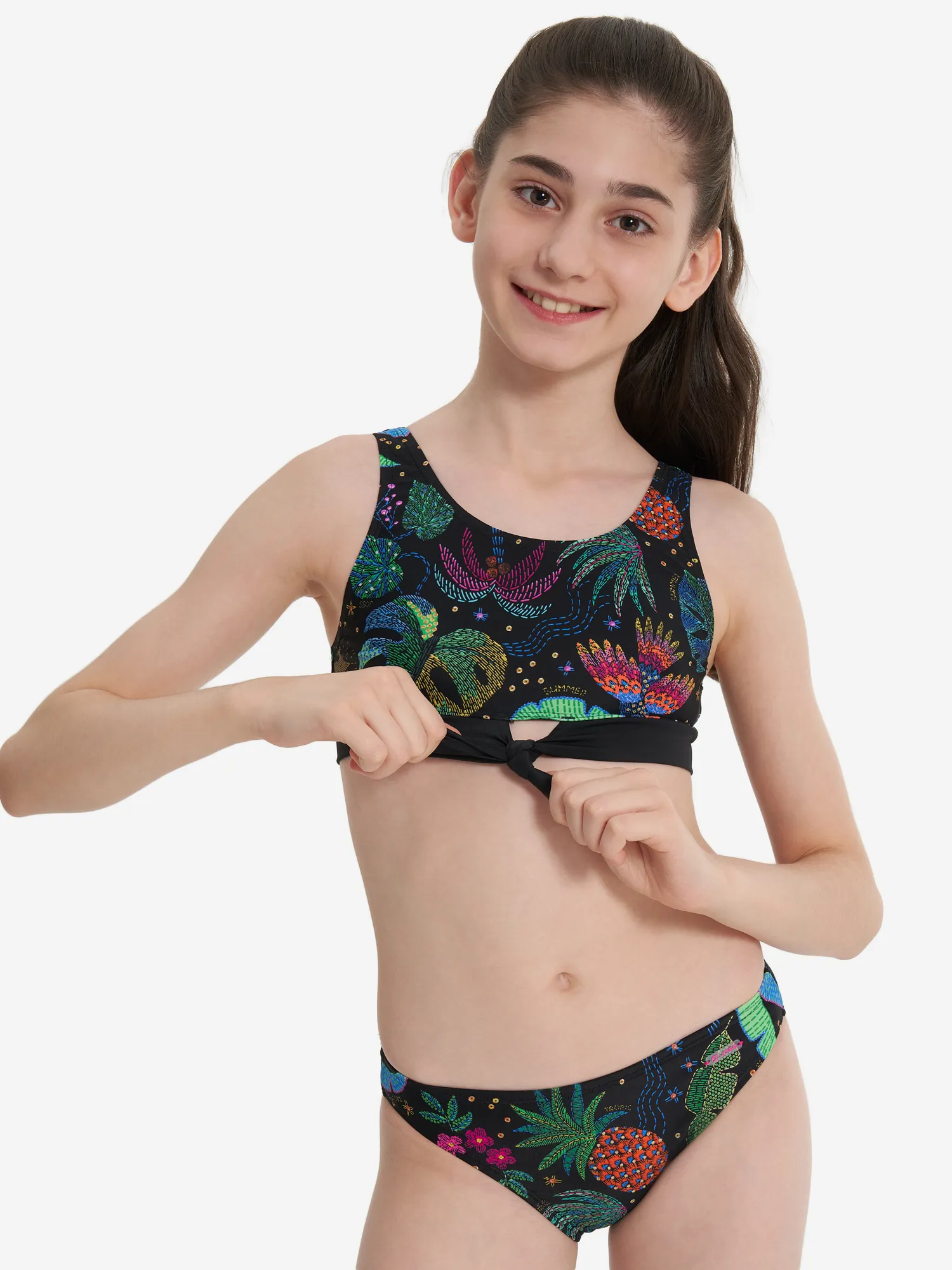 Купальник раздельный для девочек Joss, черный, арт. 119973jss-b1