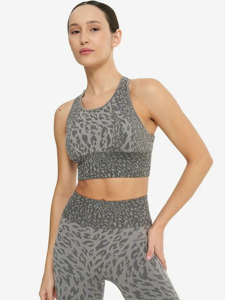 Топ бра спортивный Demix HighFlow Yoga Seamless Longline, серый, арт. 133049dmx-aa