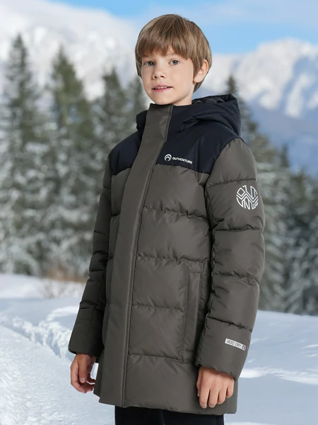 Пуховик для мальчиков Outventure, коричневый, арт. 21378