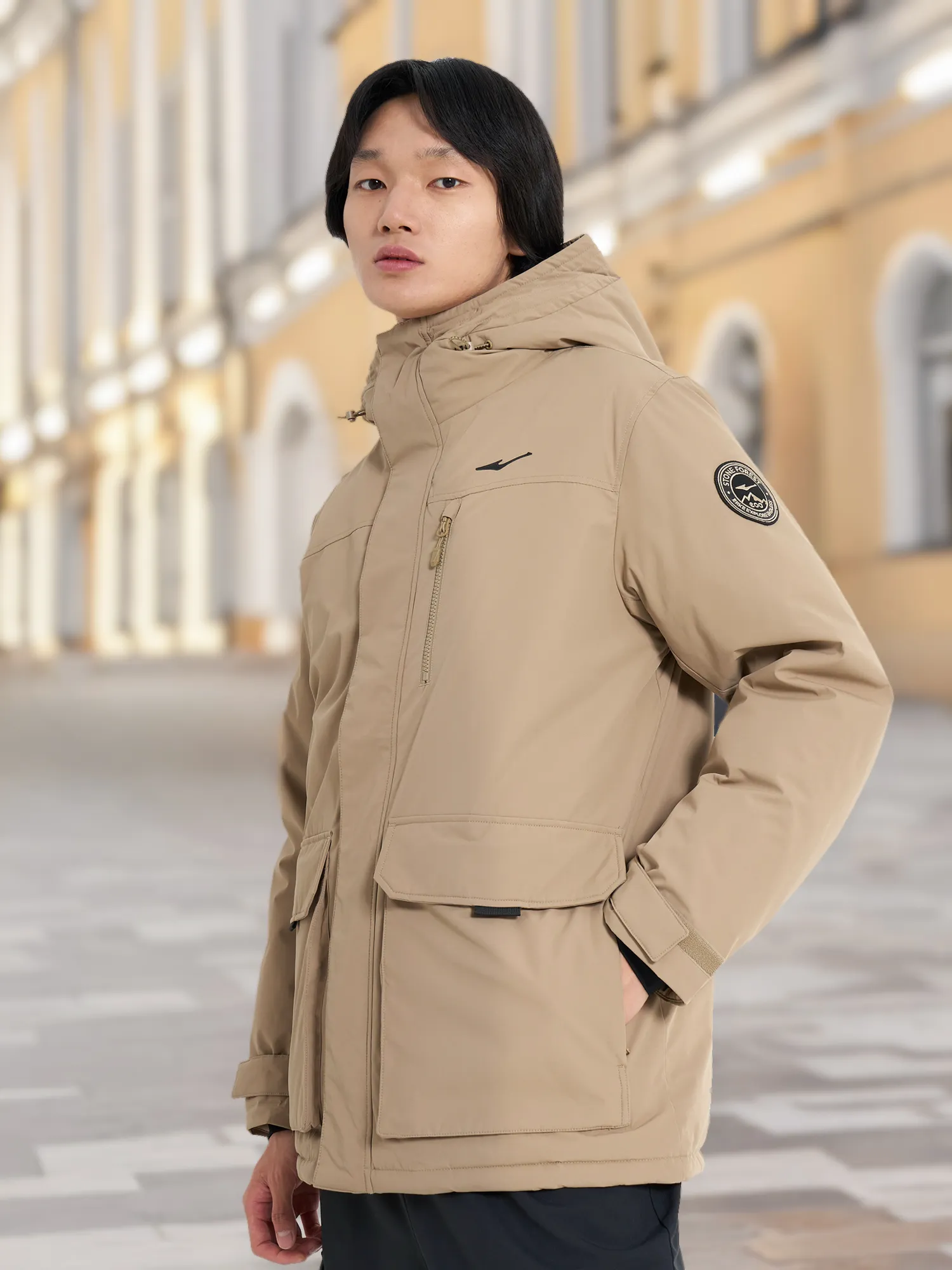 Пуховик мужской Erke, коричневый, арт. 11223401150e1m-402