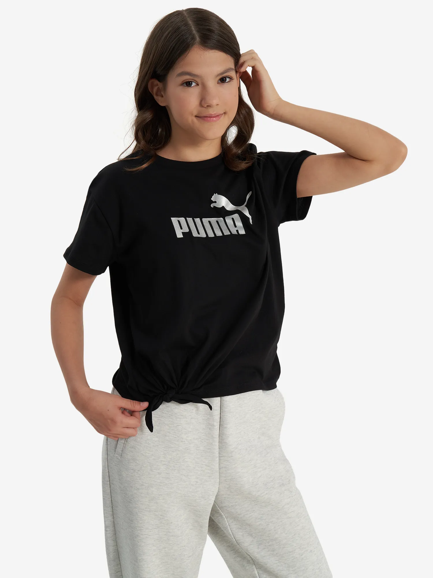 Футболка для девочек PUMA Ess+ Logo Knotted, черный, арт. 22101