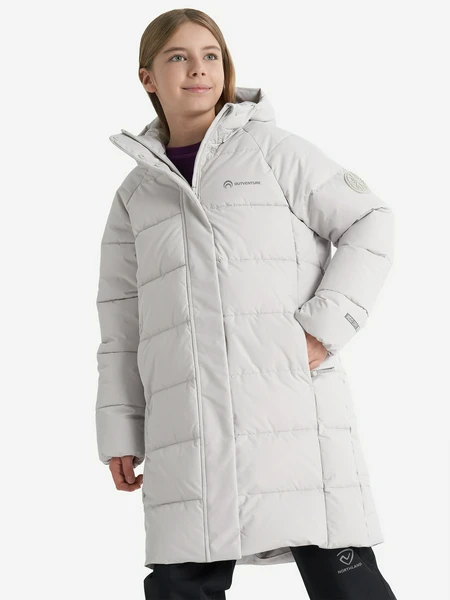 Пальто утепленное для девочек Outventure, серый, арт. 23040