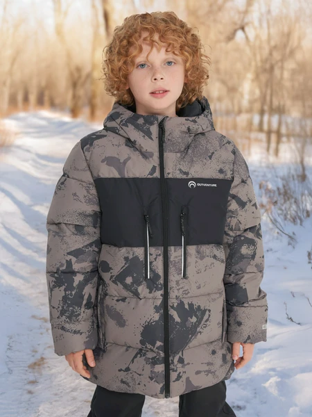 Пуховик для мальчиков Outventure, бежевый, арт. 23438