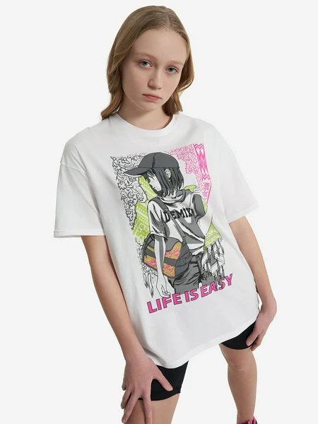 Футболка для девочек Demix, белый, арт. 134095dmx-00