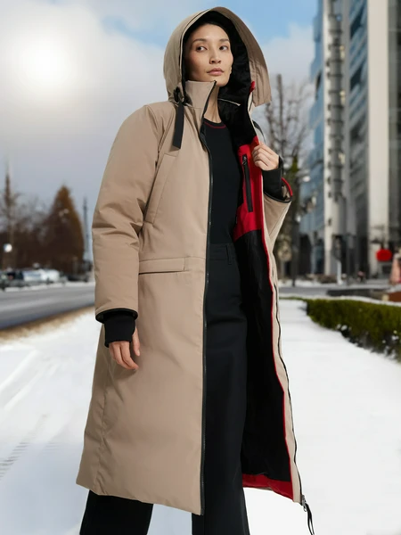 Пальто пуховое женское Bask Agata, бежевый, арт. 22224bsk-9905