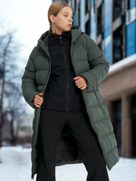 Пальто пуховое женское Jack Wolfskin Frozen Palace, зеленый, арт. 1204133j01-4136