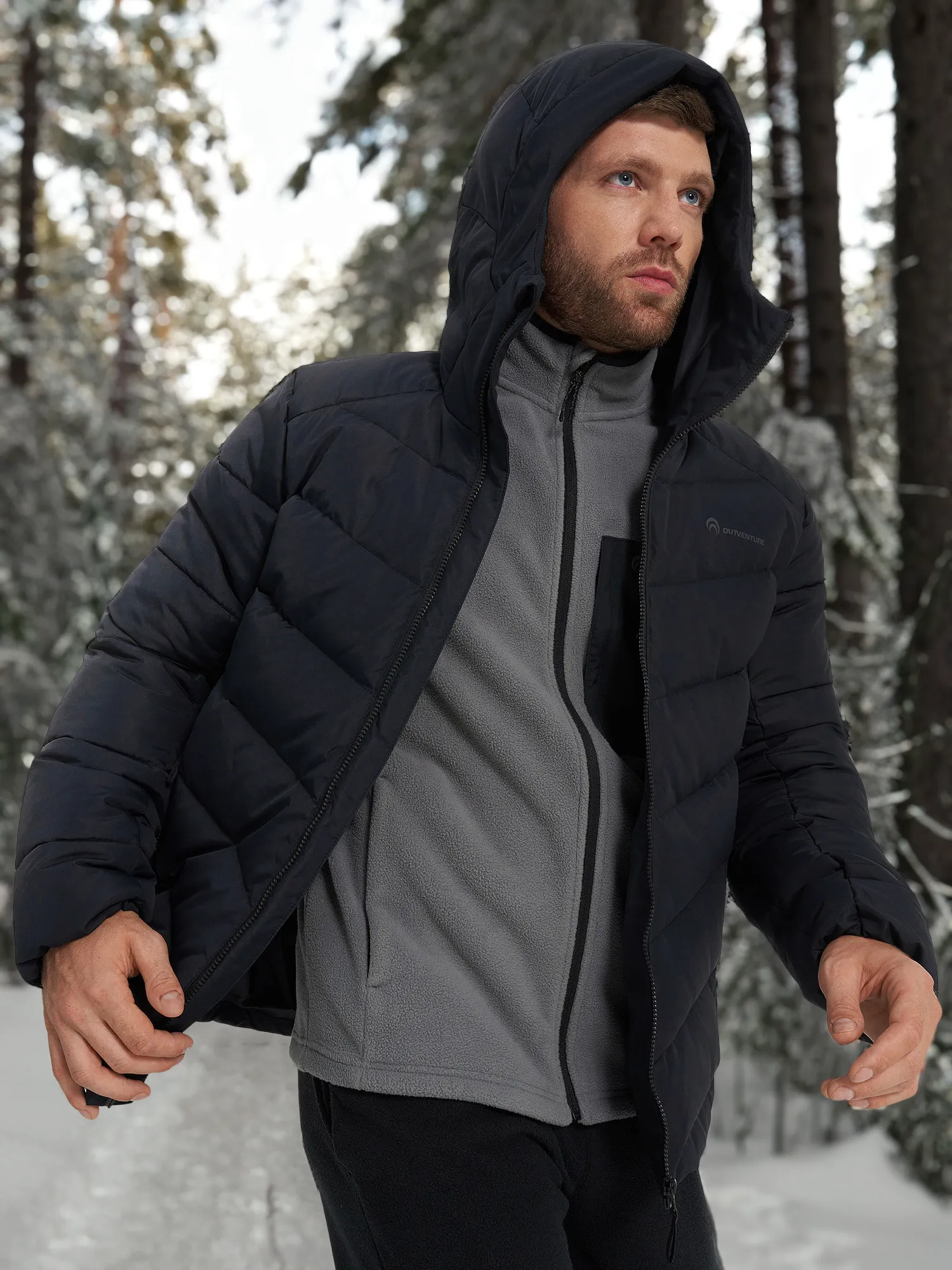 Пуховик мужской Outventure, черный, арт. 129879out-99
