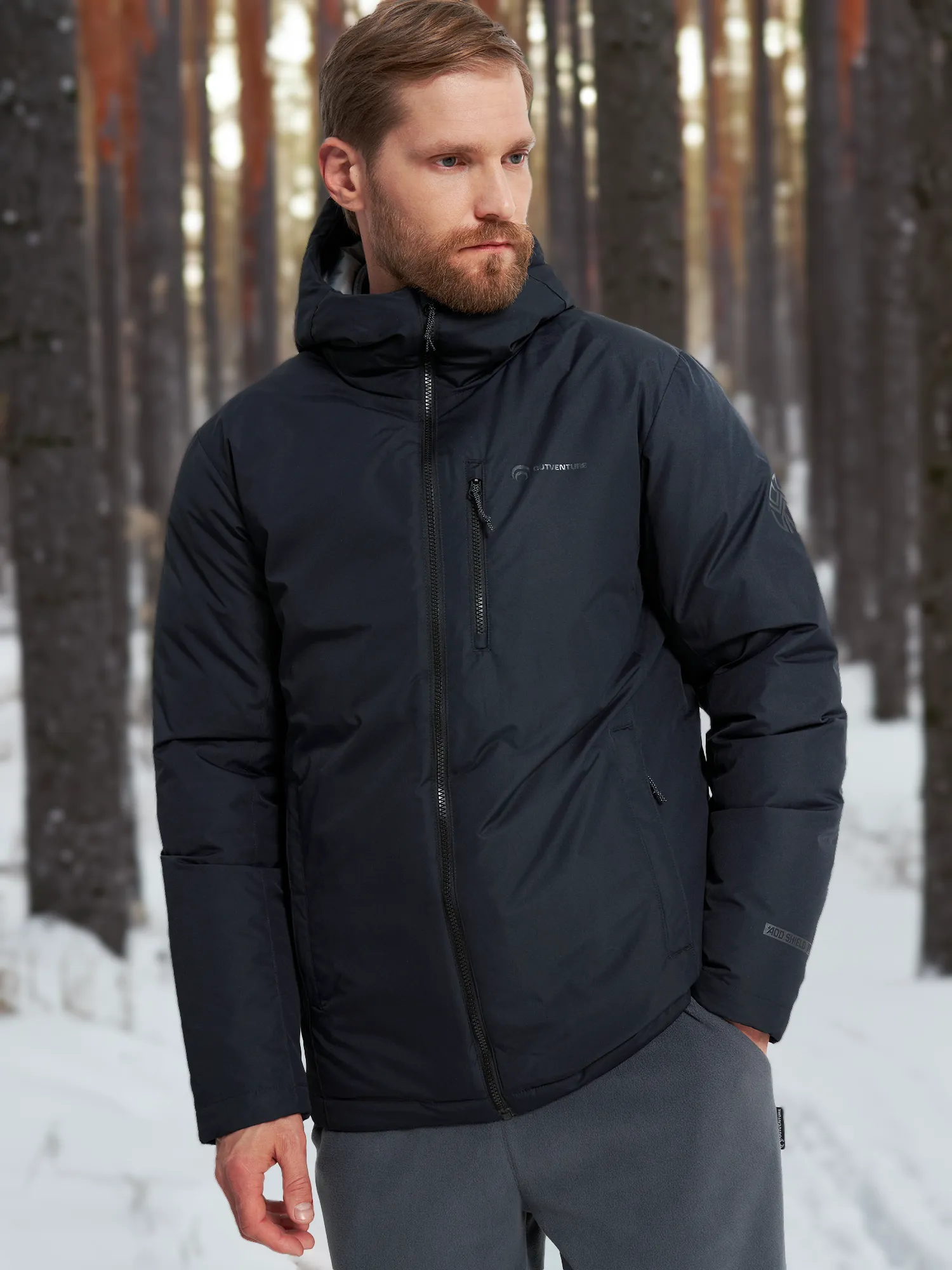 Пуховик мужской Outventure, черный, арт. 129894out-99