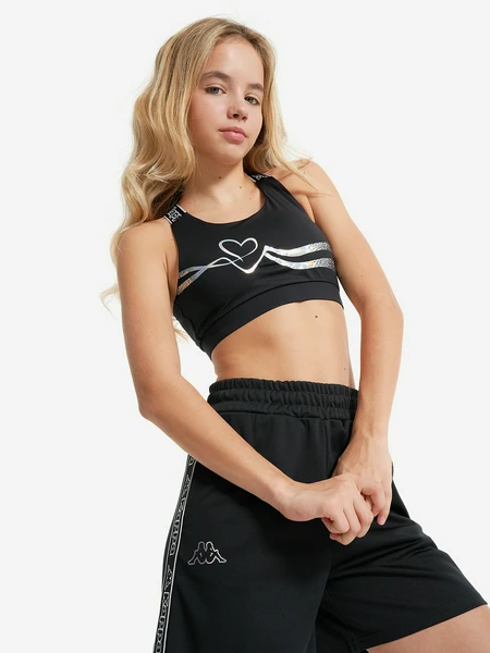 Спортивный топ-бра Kappa для девочек, черный, арт. 24539