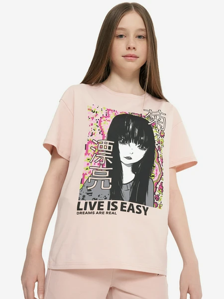 Футболка для девочек Demix, бежевый, арт. 134515dmx-t1