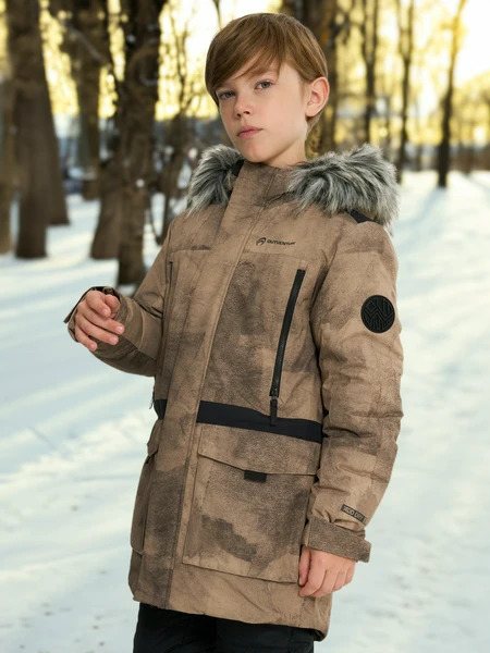 Пуховик для мальчиков Outventure, бежевый, арт. 131003out-c1