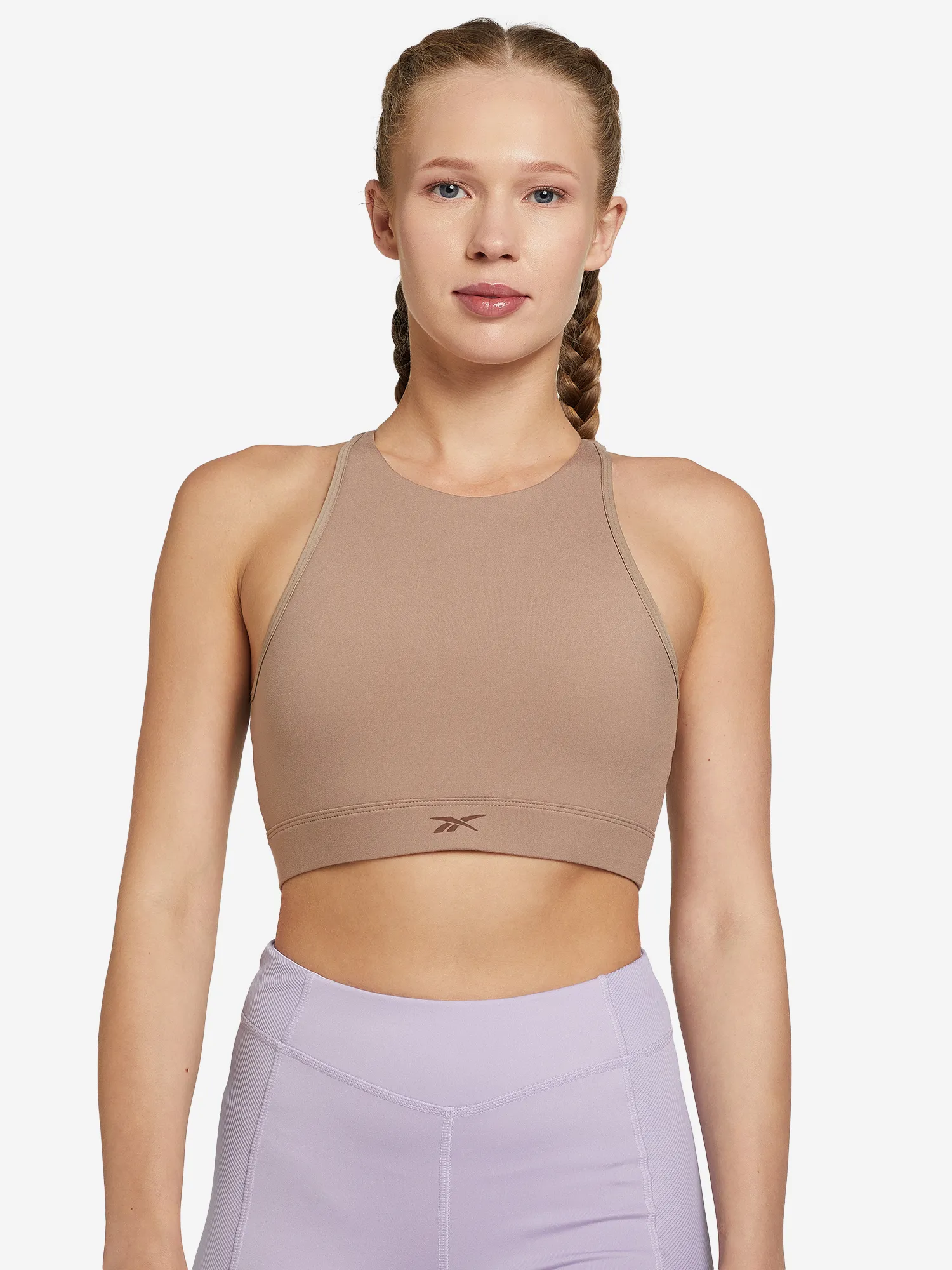 Топ бра спортивный Reebok Yoga Long Line Sports Bra, коричневый, арт. ht6152r00-.