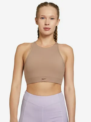 Топ бра спортивный Reebok Yoga Long Line Sports Bra, коричневый, арт. HT6152R00