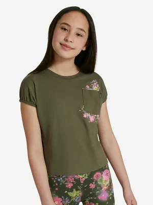 Футболка для девочек Converse Relaxed Boxy Pocket, зеленый, арт. 25979