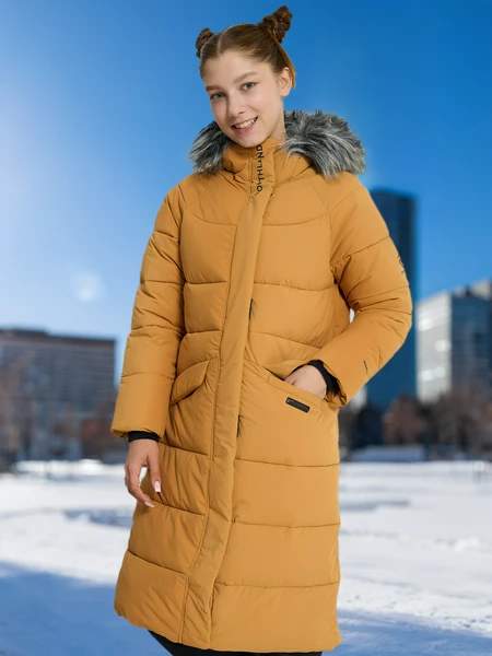 Пальто утепленное для девочек Northland, оранжевый, арт. 130821n16-y1
