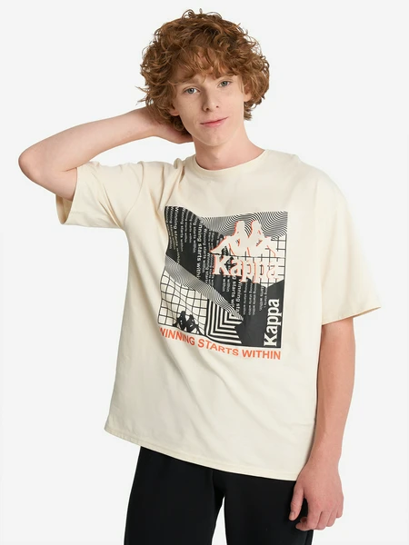 Футболка для мальчиков оверсайз Kappa, бежевый, арт. 26189