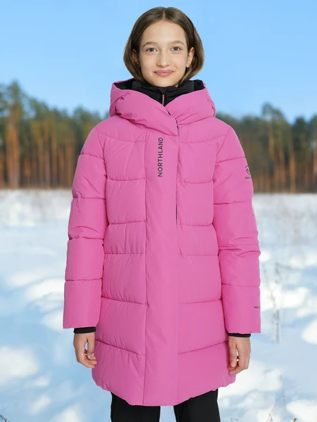 Пуховик для девочек Northland, розовый, арт. 26304