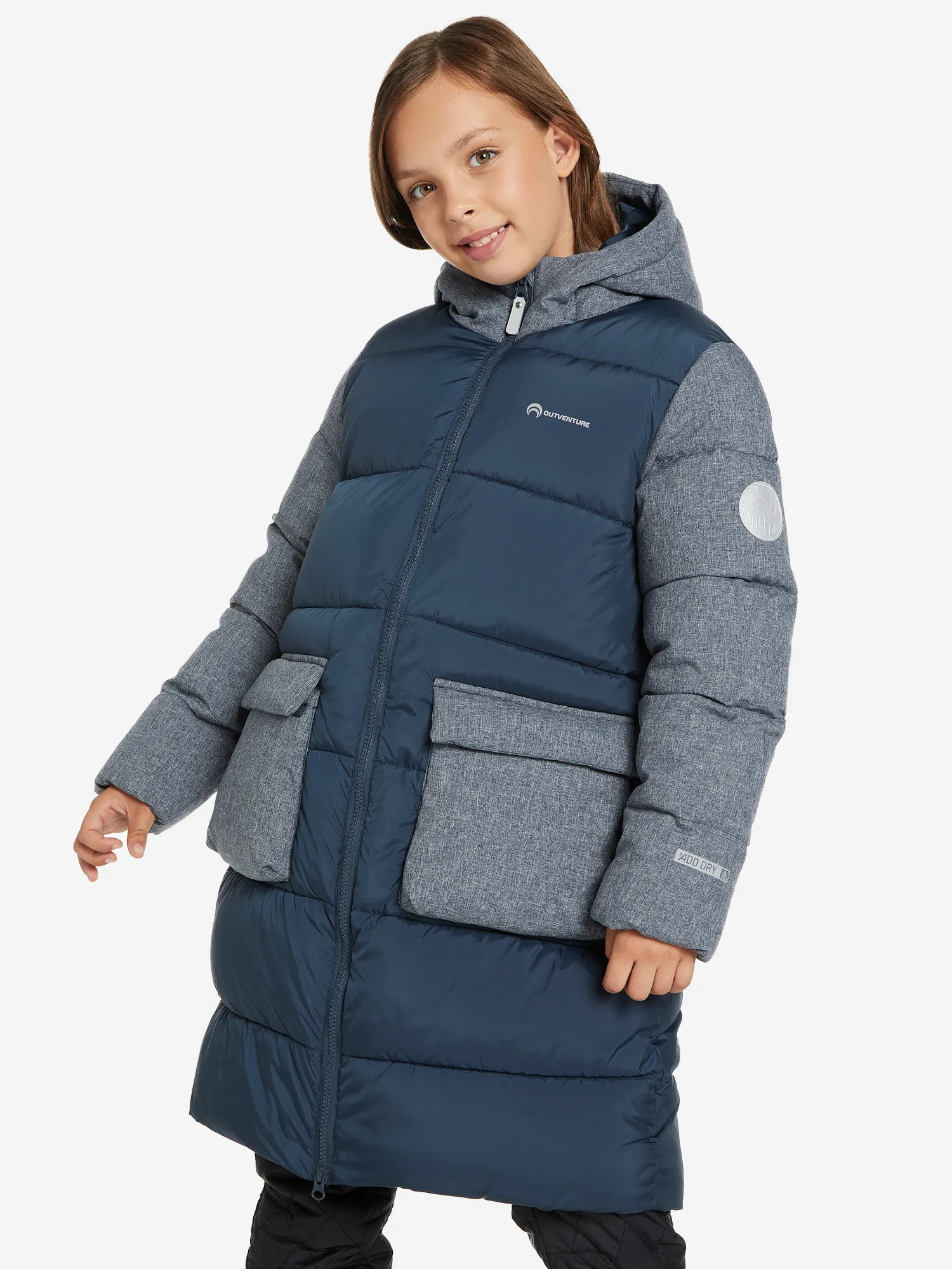 Пальто утепленное для девочек Outventure, синий, арт. 117609out-5m